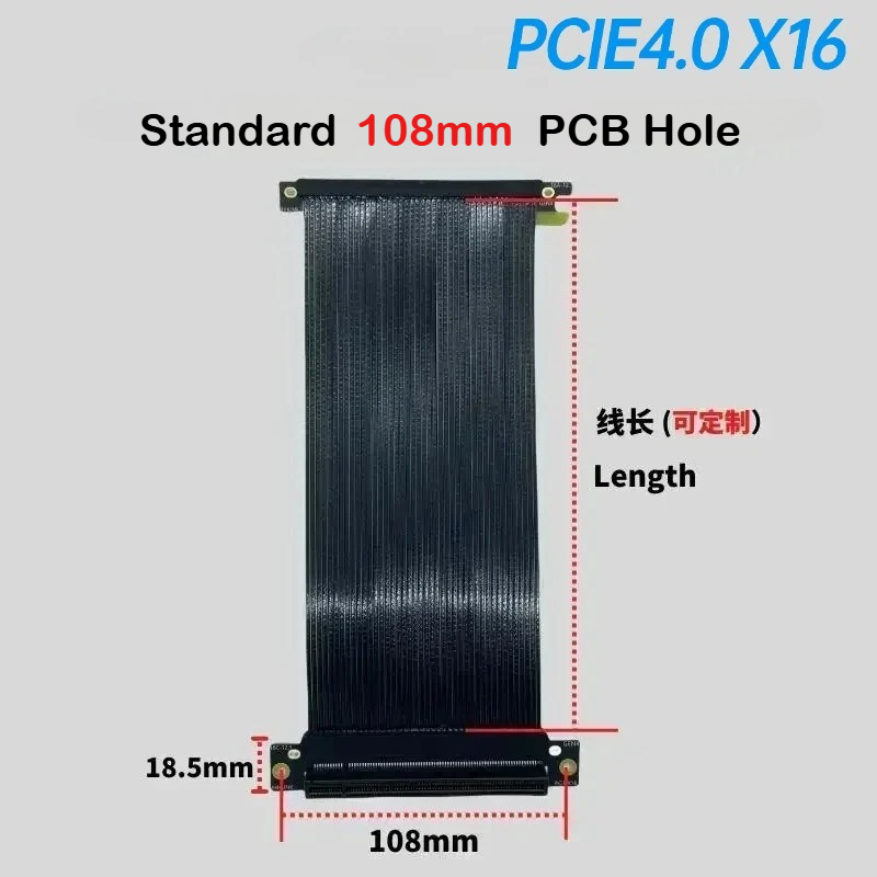 Itx Gpu Riser Pcie 4.0 16X - Посеребренный одиночный обратный удлинительный кабель для