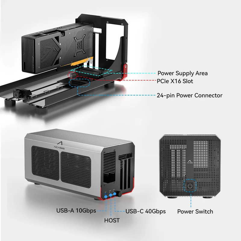 Корпус Acasis 40Gbps eGPU Thun – обзор и цена Gpu External Dock Egpu Thunderbolt 4